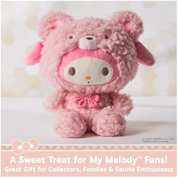 SANRIO OFFICIAL HELLO KITTY AND FRIENDS MY MELODY CAF LATTE TEDDY BEAR PLUSH, COLLECTIBLE PLUSH TOY, STUFFED ANIMAL FOR AGES 1 AND UP, PINK, 10 - Image 3